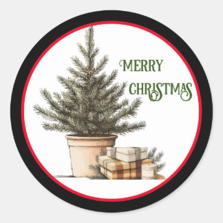 Weihnachtsbaum mit Geschenksticker Runder Aufkleber
