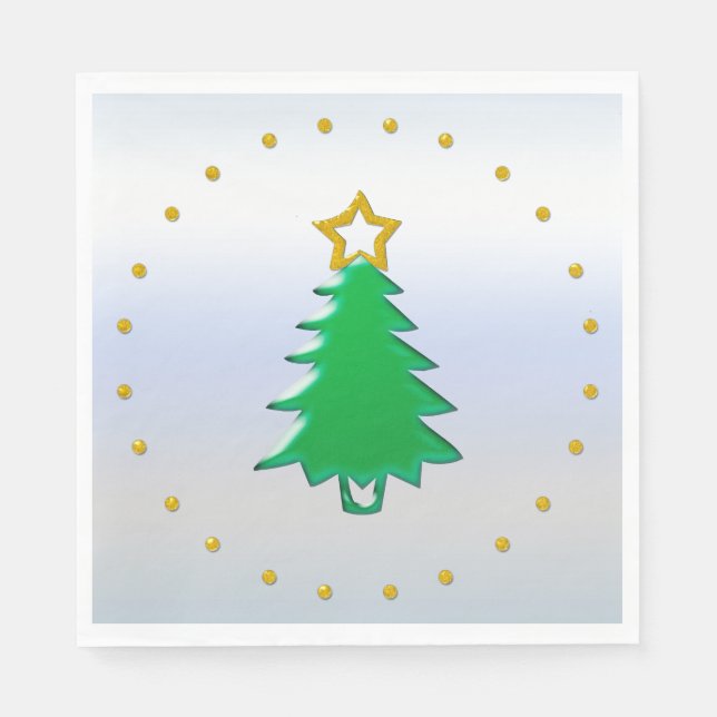 Weihnachtsbaum mit Gold-Star im Hintergrund Serviette (Vorderseite)
