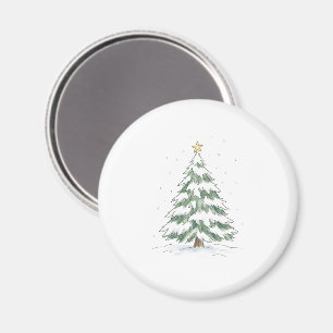 Weihnachtsbaum mit goldenem Stern im Wasserfarb-St Magnet