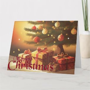 Weihnachtsbaum mit goldenen Geschenken Karte