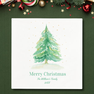 Weihnachtsbaum mit Goldschnee Serviette
