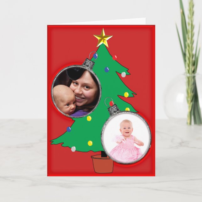 Weihnachtsbaum mit Ihren Fotos Feiertagskarte (Vorderseite)