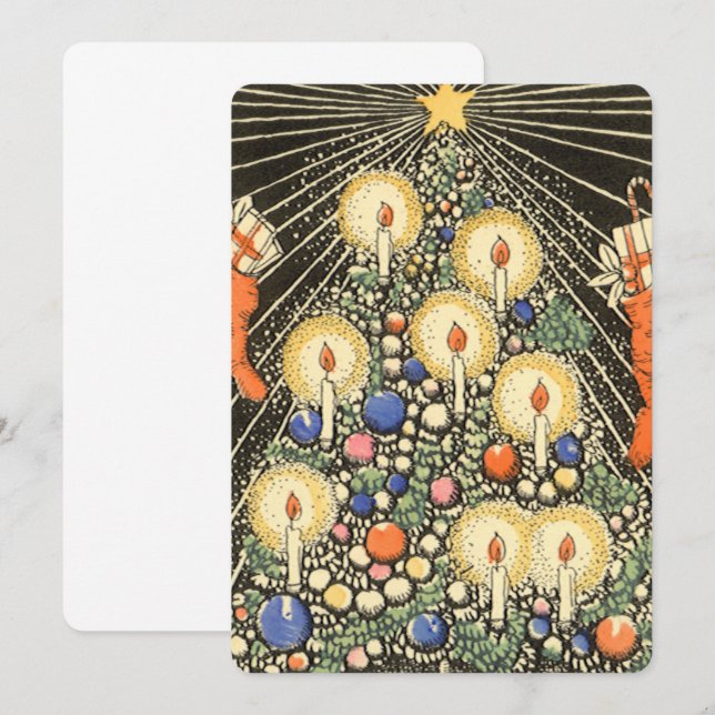 Weihnachtsbaum mit Kerzen Einladung (Vorne/Hinten)