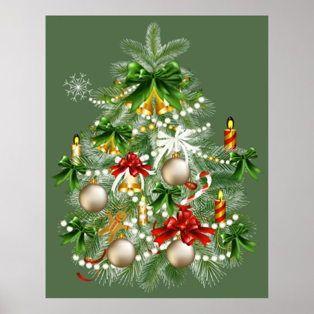 Weihnachtsbaum mit Kerzenplakat Poster (Vorne)