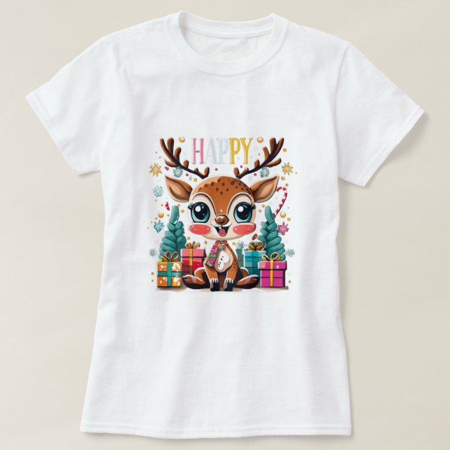 Weihnachtsbaum mit lebhaften Farbgeschenken, Mode, T-Shirt (Design vorne)