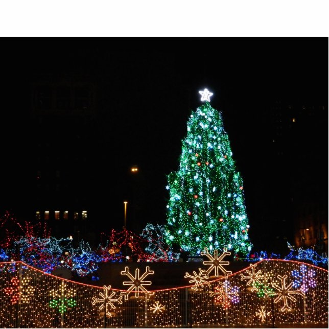 Weihnachtsbaum mit Lichtern Fotoskulptur (Vorne)