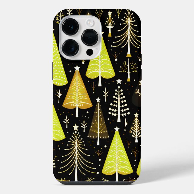 Weihnachtsbaum mit Lichtern Muster iPhone 14 Pro Max Hülle (Rückseite)