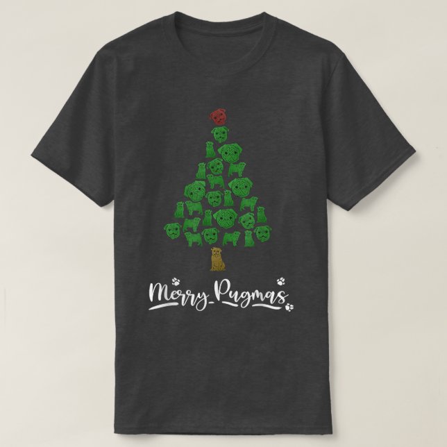 Weihnachtsbaum mit Möpsen Niedlicher Hund Lover T-Shirt (Design vorne)