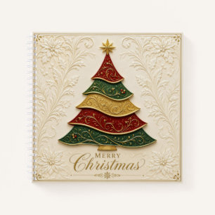Weihnachtsbaum mit ornamentaler Goldemaille Notizbuch