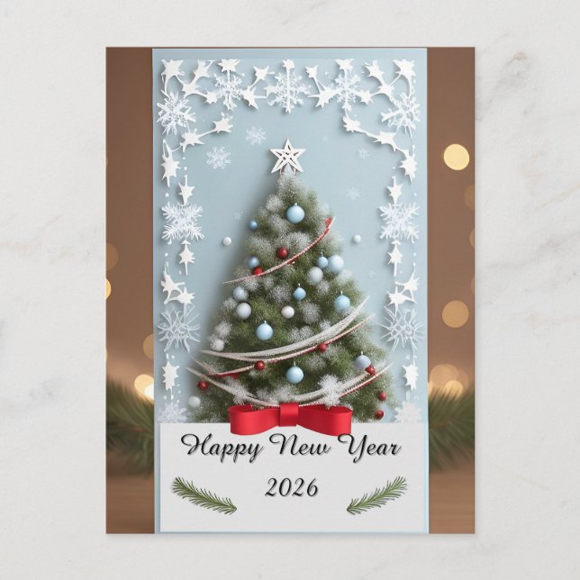 Weihnachtsbaum mit Ornamenten Postkarte (Vorderseite)