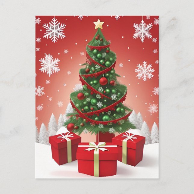 Weihnachtsbaum mit Ornamenten Postkarte (Vorderseite)