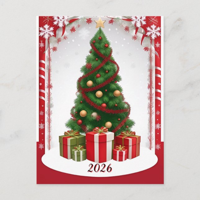 Weihnachtsbaum mit Ornamenten Postkarte (Vorderseite)