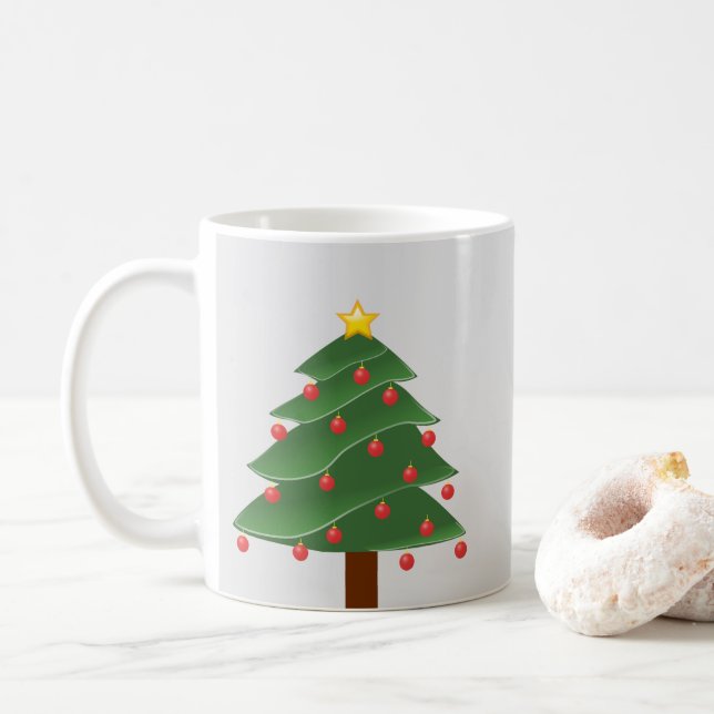 Weihnachtsbaum mit Red Bulbs Classic White Tasse (Mit Donut)