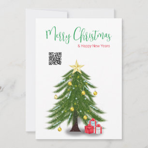 Weihnachtsbaum mit Red Present Flat Holiday Card Feiertagskarte