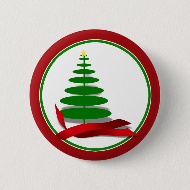 Weihnachtsbaum mit Red Ribbon Button (Vorderseite)