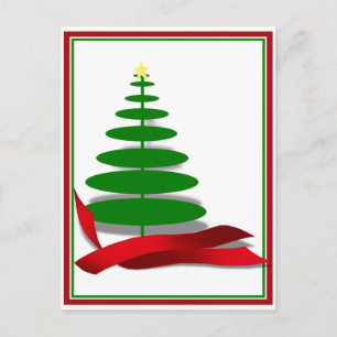 Weihnachtsbaum mit Red Ribbon Feiertagspostkarte