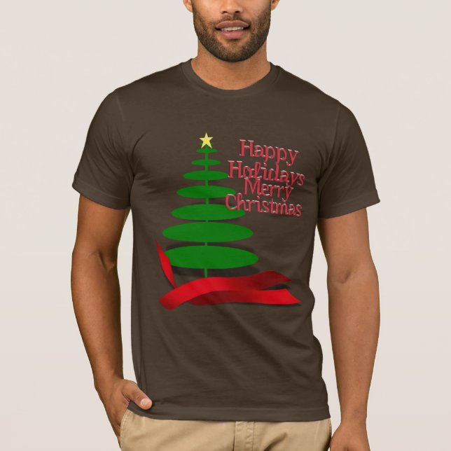 Weihnachtsbaum mit Red Ribbon T-Shirt (Vorderseite)