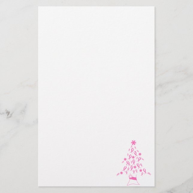 Weihnachtsbaum mit Ribbons Brustkrebs Briefpapier (Vorderseite)