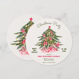 Weihnachtsbaum mit rosa Bogen und Geschenken Einladung