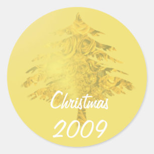 Weihnachtsbaum mit Rose-Aufkleber gefüllt Runder Aufkleber