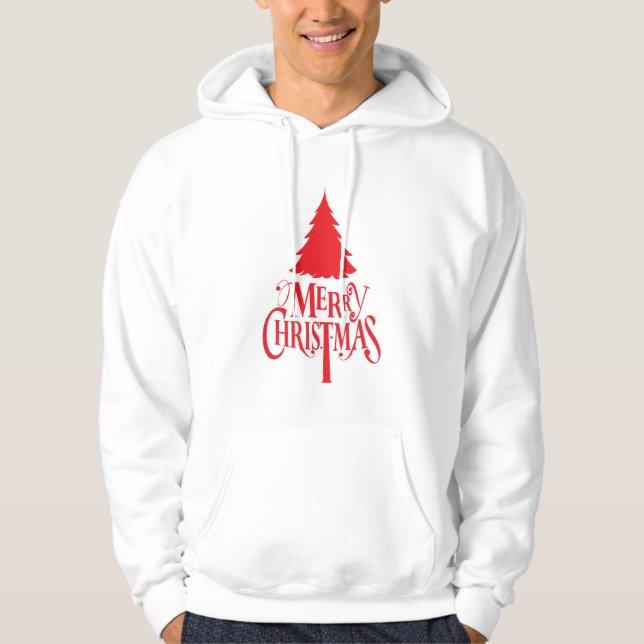 Weihnachtsbaum mit rotem Baum Hoodie (Vorderseite)