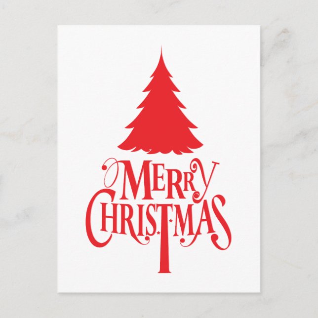 Weihnachtsbaum mit rotem Baum Postkarte (Vorderseite)