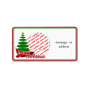 Weihnachtsbaum mit Rotem Foto-Rahmen Adressaufkleber