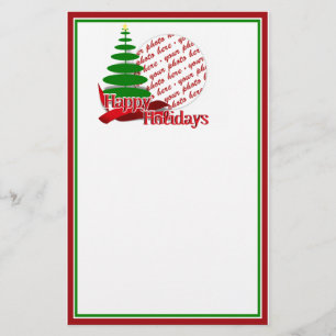 Weihnachtsbaum mit Rotem Foto-Rahmen Briefpapier