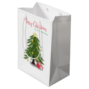 Weihnachtsbaum mit rotem Geschenk Mittlere Geschenktüte