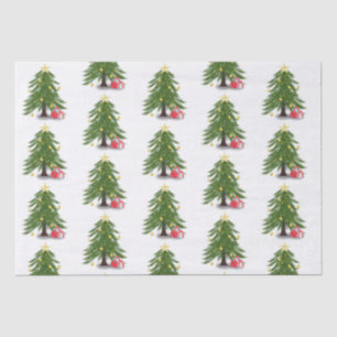 Weihnachtsbaum mit rotem Geschenk Seidenpapier