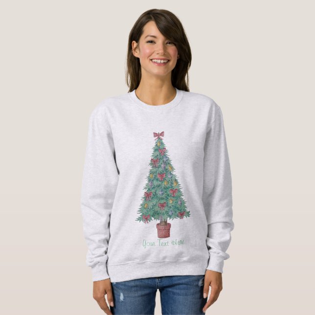 Weihnachtsbaum mit roten Bögen und Glocken Sweatshirt (Vorne ganz)