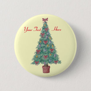 Weihnachtsbaum mit roten Knäueln Button