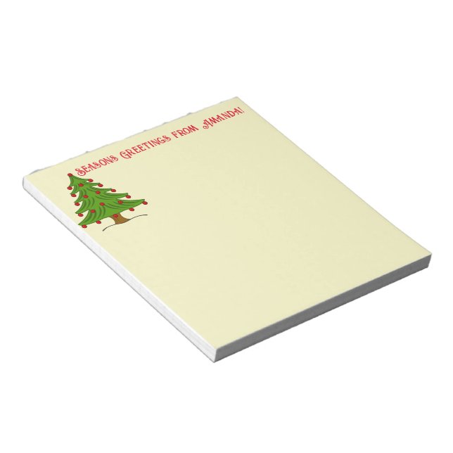 Weihnachtsbaum mit Roten Ornamenten Urlaub Notizblock (angewinkelt)