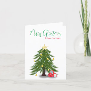 Weihnachtsbaum mit Roter Gegenwart Feiertagskarte