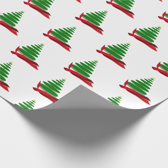 Weihnachtsbaum mit roter Schleife Christmas Geschenkpapier (Ecke)