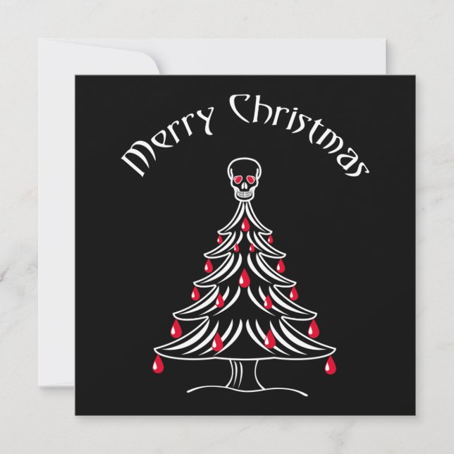 Weihnachtsbaum mit Schädel Einladung (Vorderseite)
