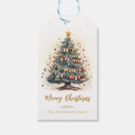Weihnachtsbaum mit Schmucksachen Geschenkmarke Geschenkanhänger
