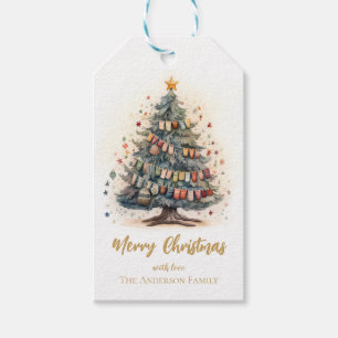 Weihnachtsbaum mit Schmucksachen Geschenkmarke Geschenkanhänger
