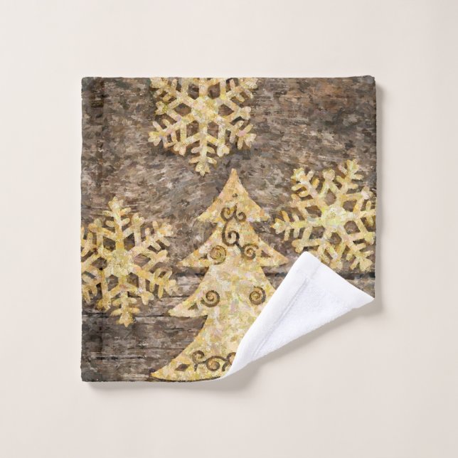 Weihnachtsbaum mit Schneeflocken Waschlappen (Waschlappen)