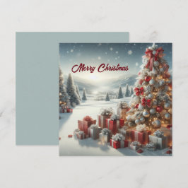 Weihnachtsbaum mit Schneegeschenken Karte