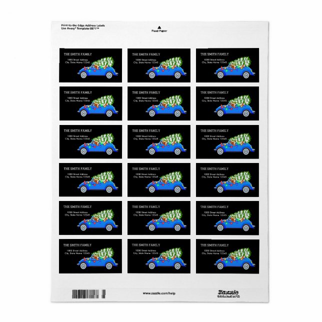 Weihnachtsbaum mit schwarzem Hintergrund Adressaufkleber (Vorne)