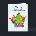 Weihnachtsbaum mit schwarzem Weihnachtsmann und Ru Feiertagskarte<br><div class="desc">Weihnachtsbaum mit einem schwarzen Weihnachtsmann und Rudolph, der von dahinter herausschaut, nachdem er Weihnachtsgeschenke geliefert hat. Im Text steht "Frohe Weihnachten ADD FAMILIENNAME". Klicken Sie auf die Schaltfläche "Anpassen", um Ihren eigenen TEXT hinzuzufügen, Ihre eigenen Änderungen vorzunehmen und Ihr eigenes Original und einzigartiges Geschenk zu erstellen. KONTAKTIEREN SIE UNS, WENN...</div>