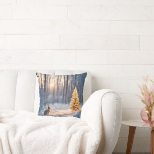 Weihnachtsbaum mit sonniger Aussicht Kissen