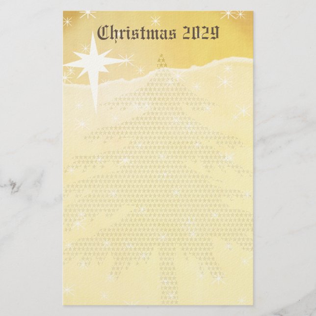 Weihnachtsbaum mit Stars Stationery Briefpapier (Vorderseite)