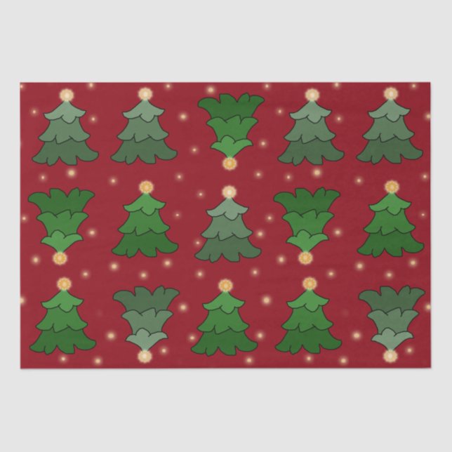 Weihnachtsbaum mit Sternen auf Custom Red Seidenpapier (Vorderseite)