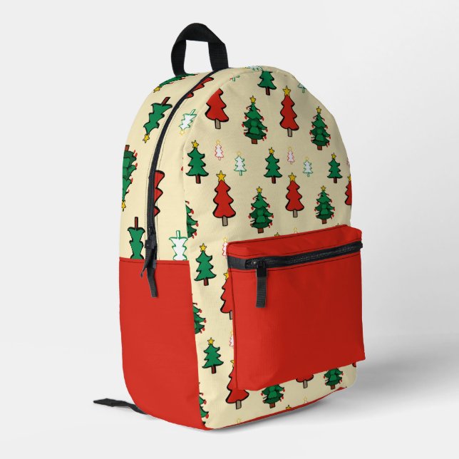 Weihnachtsbaum mit sternenüberragenden nahtlosen M Bedruckter Rucksack (Rückseitige Ecke links)