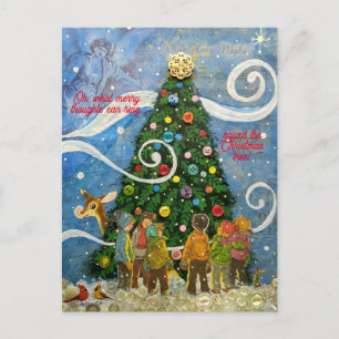 Weihnachtsbaum mit Sternsängern Grußkarte Postkarte