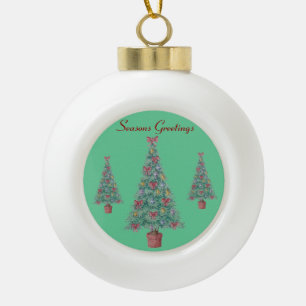 Weihnachtsbaum mit Verzierungen roten Bögen Glocke Keramik Kugel-Ornament