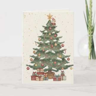 Weihnachtsbaum mit Vintage-Geschenken Karte
