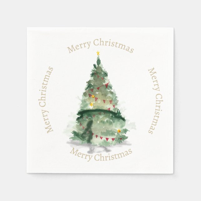Weihnachtsbaum mit Weihnachtsgrüßen Serviette (Vorderseite)